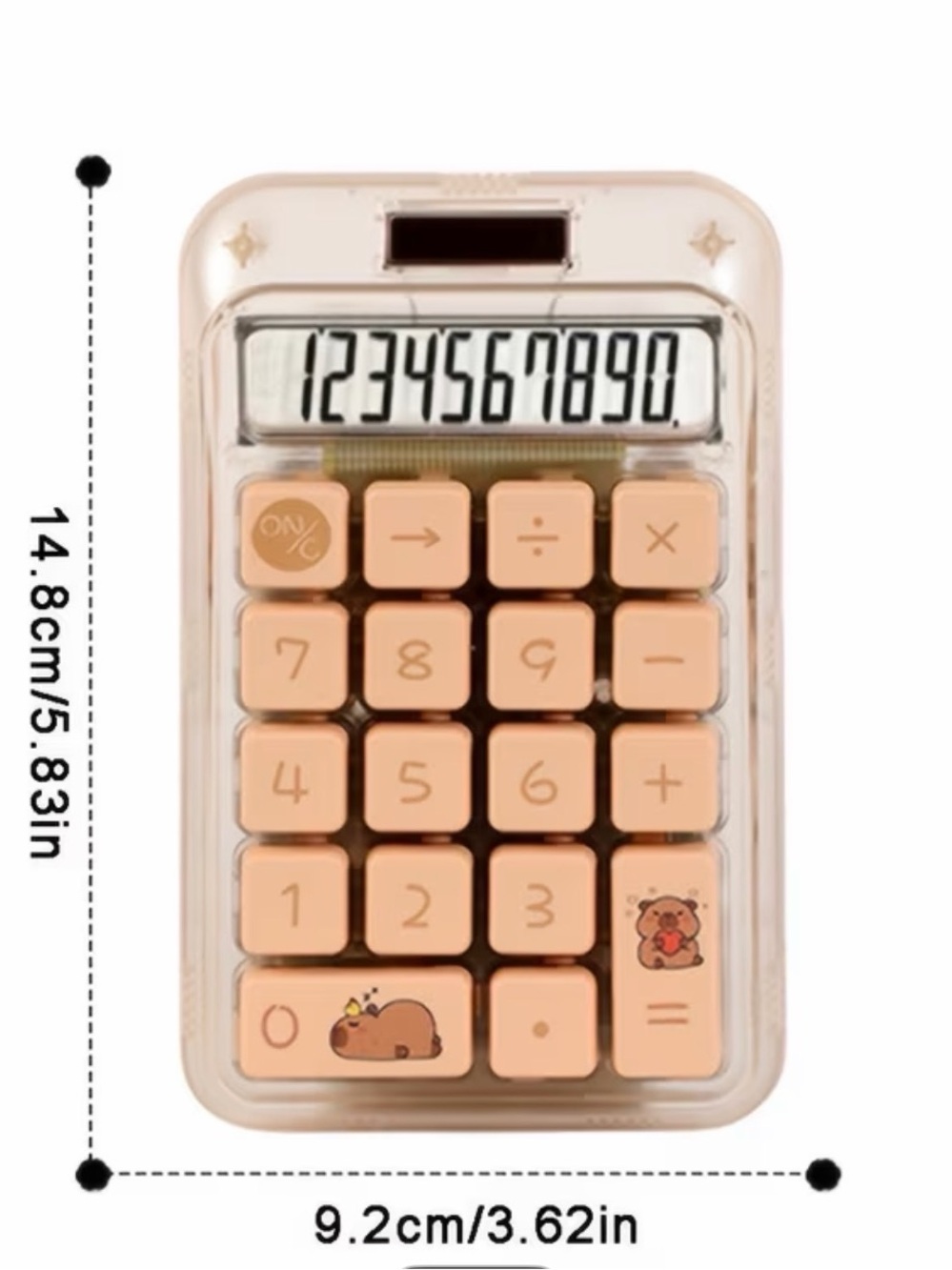 Light Brown Mini Solar Pocket Calculator - Cute Bear Keys